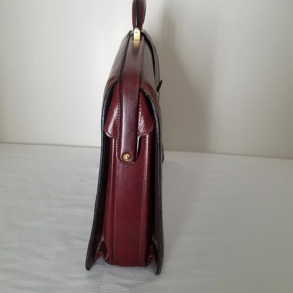 Bosca Maroon Leather Briefcase with Gold Accents